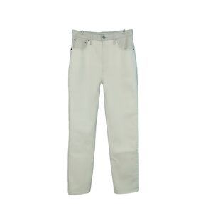 Abercrombie & Fitch 90s Straight Ultra Hi-rise White W/Tan Jeans Women's Size 30